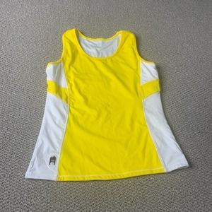 Duc Womens‎ Tank Top Size 3 Yellow White Sleeveless Scoop Neck Athletic Pullover